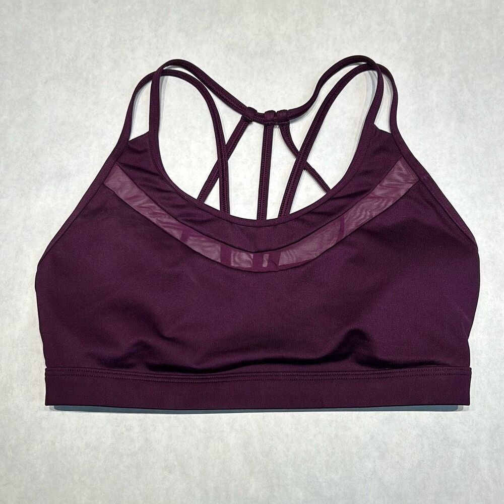 Victoria Sport Bra Sz Small Plum Mesh Panel Strappy Padded VS Victoria's Secret